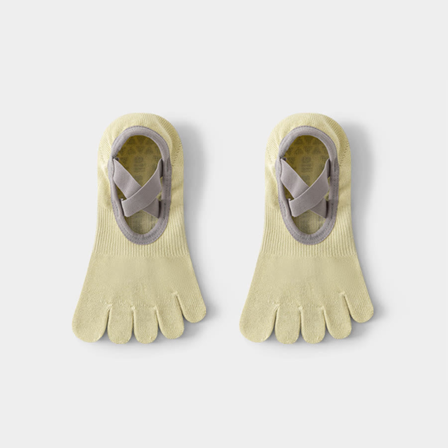 Chaussettes de yoga Olivenorma pour femmes, à cou-de-pied ouvert, cinq orteils et large bride antidérapante, en coton, pour la danse et la barre au sol. - Vert - 10 paires - image 8