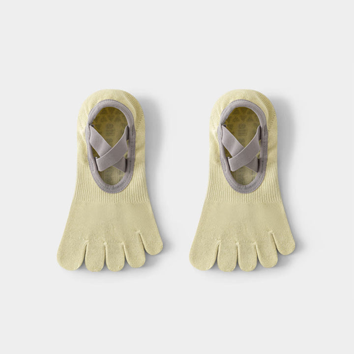 Chaussettes de yoga Olivenorma pour femmes, à cou-de-pied ouvert, cinq orteils et large bride antidérapante, en coton, pour la danse et la barre au sol. - Vert - 10 paires - image 8