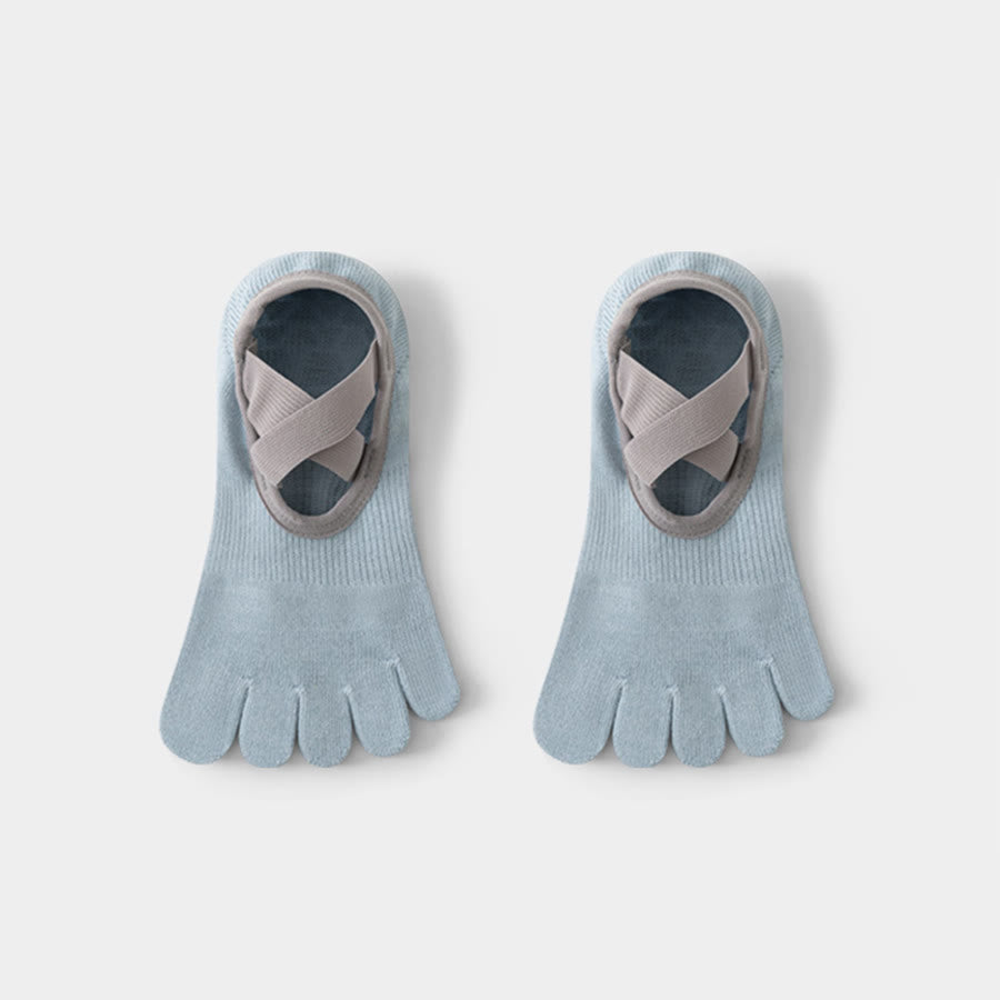 Chaussettes de yoga Olivenorma pour femmes, à cou-de-pied ouvert, cinq orteils et large bride antidérapante, en coton, pour la danse et la barre au sol. - image 1