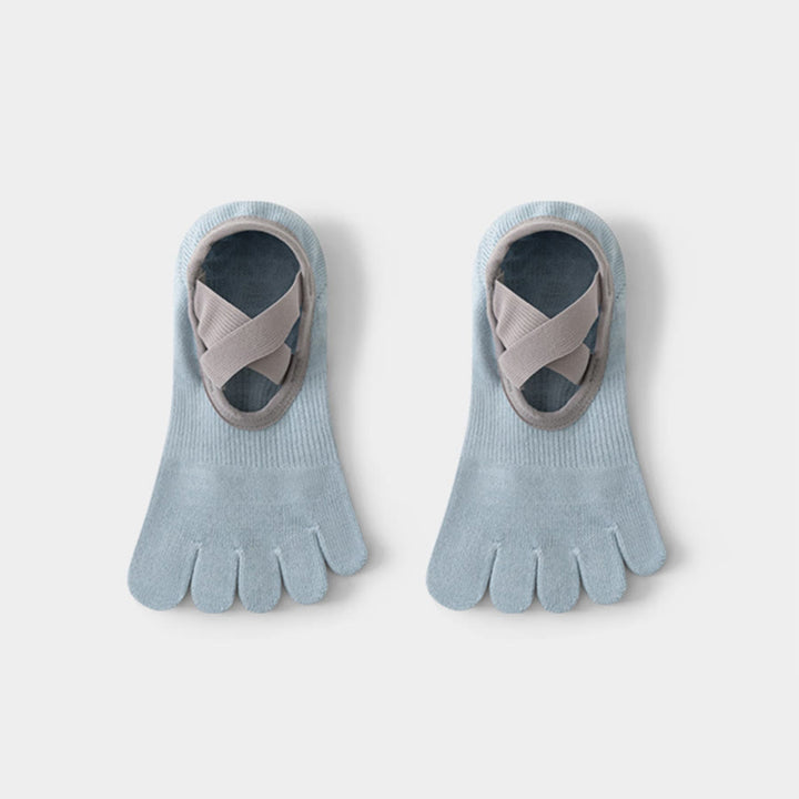 Chaussettes de yoga Olivenorma pour femmes, à cou-de-pied ouvert, cinq orteils et large bride antidérapante, en coton, pour la danse et la barre au sol. - image 1