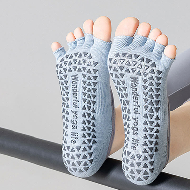 Chaussettes de yoga pour femmes Olivenorma, ouvertes à l'arrière et dotées d'une bride enveloppante pour cinq orteils, antidérapantes et respirantes, en coton, pour le sport. - image 4