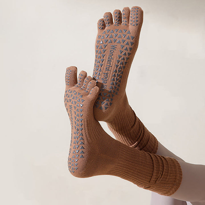 Chaussettes de yoga Olivenorma mi-mollet à cinq orteils, respirantes, en coton, antidérapantes et hygiéniques pour femmes - image 2