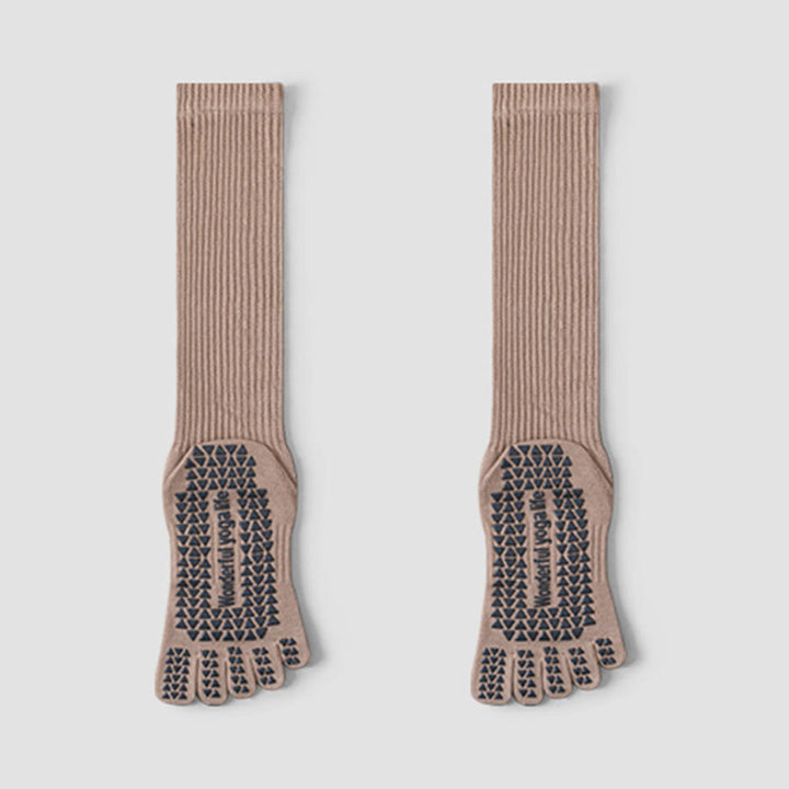 Chaussettes de yoga Olivenorma mi-mollet à cinq orteils, respirantes, en coton, antidérapantes et hygiéniques pour femmes - Kaki - 10 paires - image 7