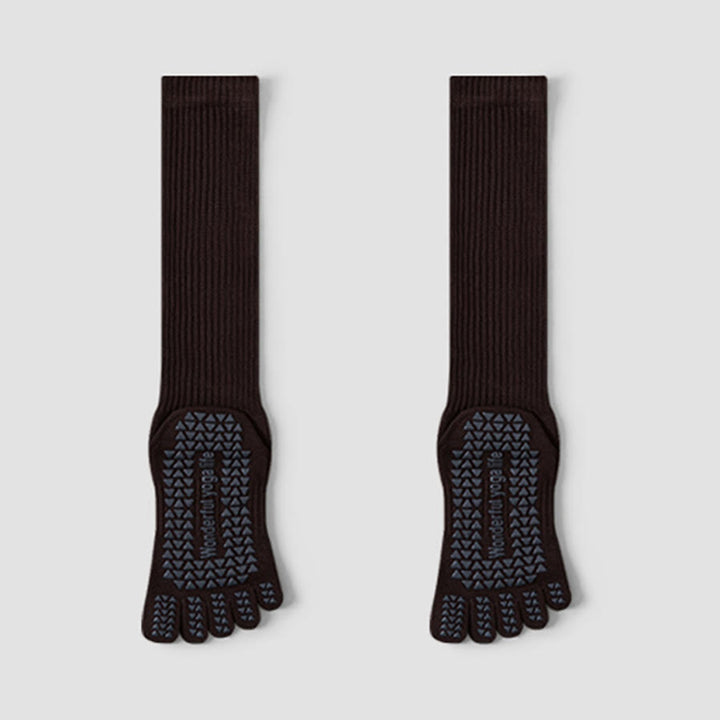 Chaussettes de yoga Olivenorma mi-mollet à cinq orteils, respirantes, en coton, antidérapantes et hygiéniques pour femmes - Café noir - 10 paires - image 9