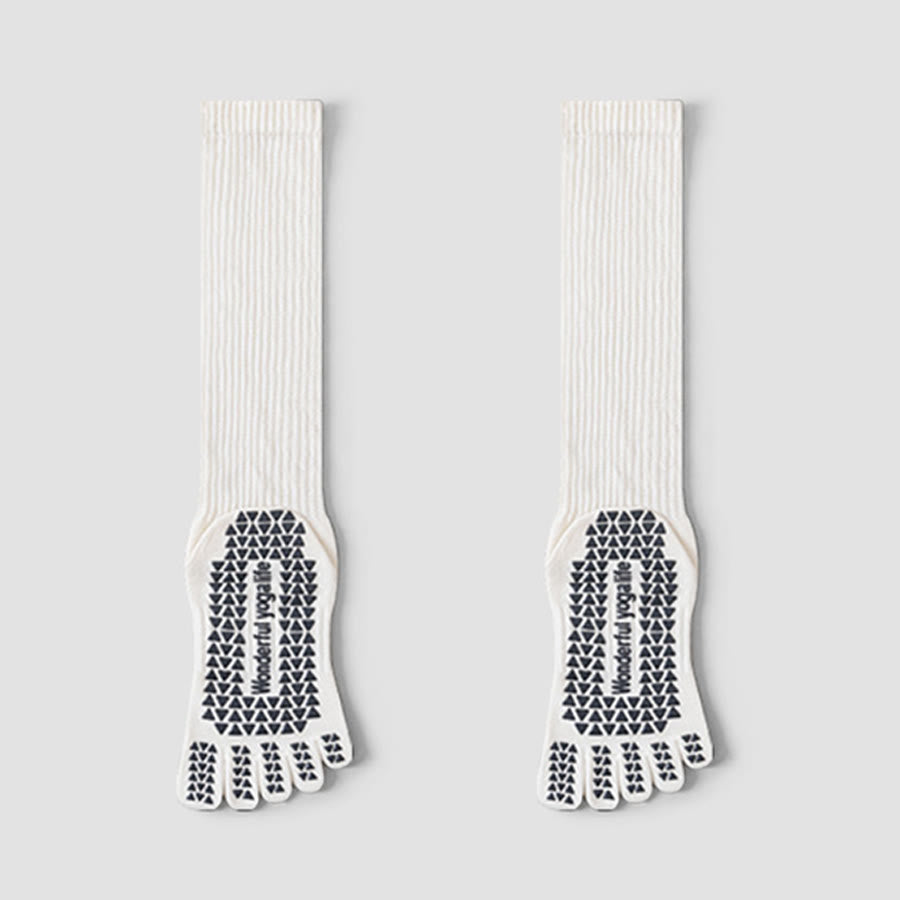 Chaussettes de yoga Olivenorma mi-mollet à cinq orteils, respirantes, en coton, antidérapantes et hygiéniques pour femmes - Blanc - 10 paires - image 4