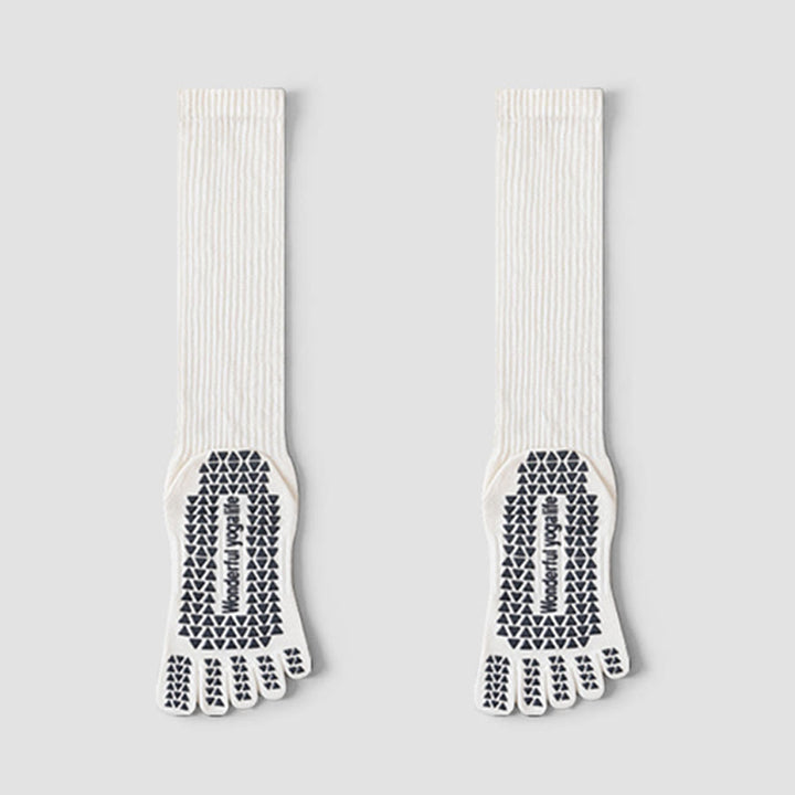 Chaussettes de yoga Olivenorma mi-mollet à cinq orteils, respirantes, en coton, antidérapantes et hygiéniques pour femmes - Blanc - 10 paires - image 4