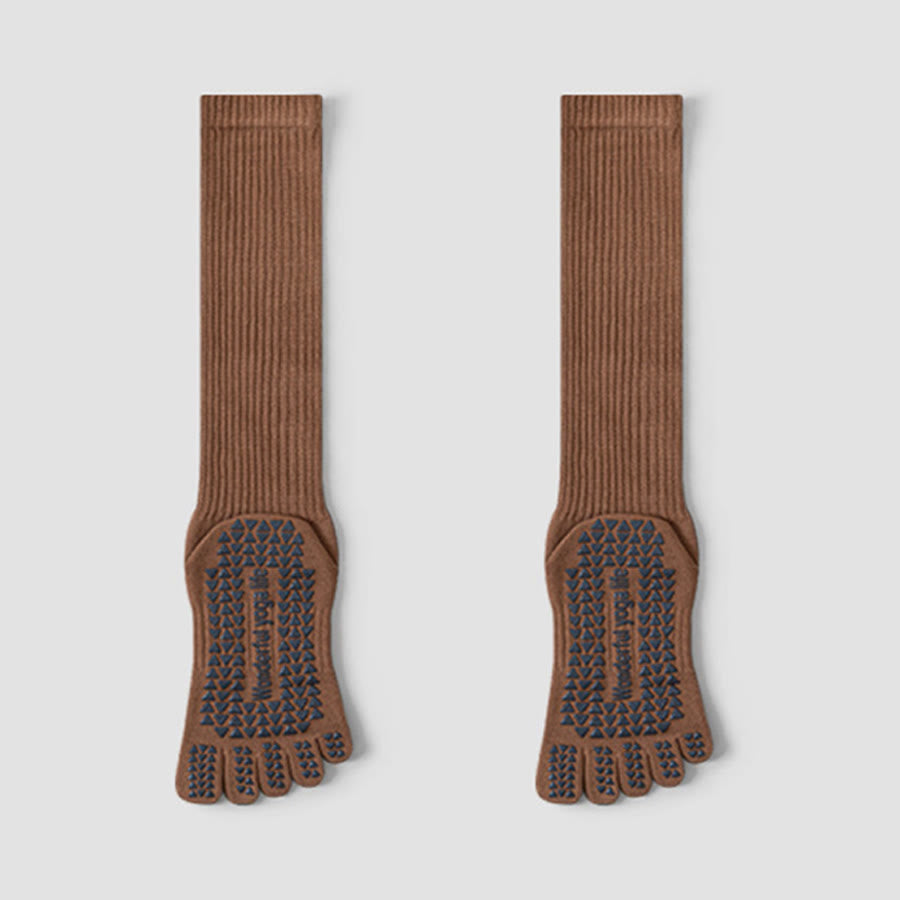 Chaussettes de yoga Olivenorma mi-mollet à cinq orteils, respirantes, en coton, antidérapantes et hygiéniques pour femmes - image 1