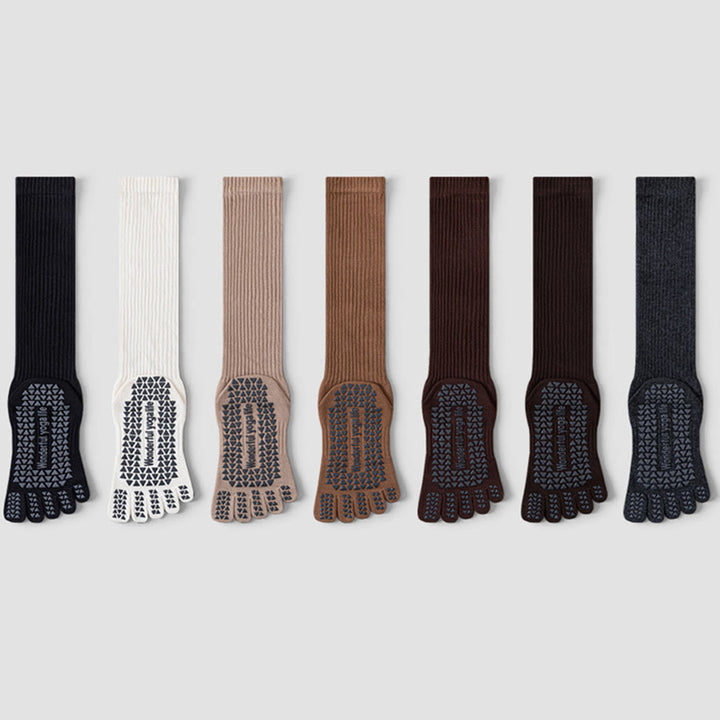 Chaussettes de yoga Olivenorma mi-mollet à cinq orteils, respirantes, en coton, antidérapantes et hygiéniques pour femmes - image 13