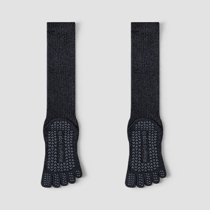 Chaussettes de yoga Olivenorma mi-mollet à cinq orteils, respirantes, en coton, antidérapantes et hygiéniques pour femmes - Gris - 10 paires - image 11