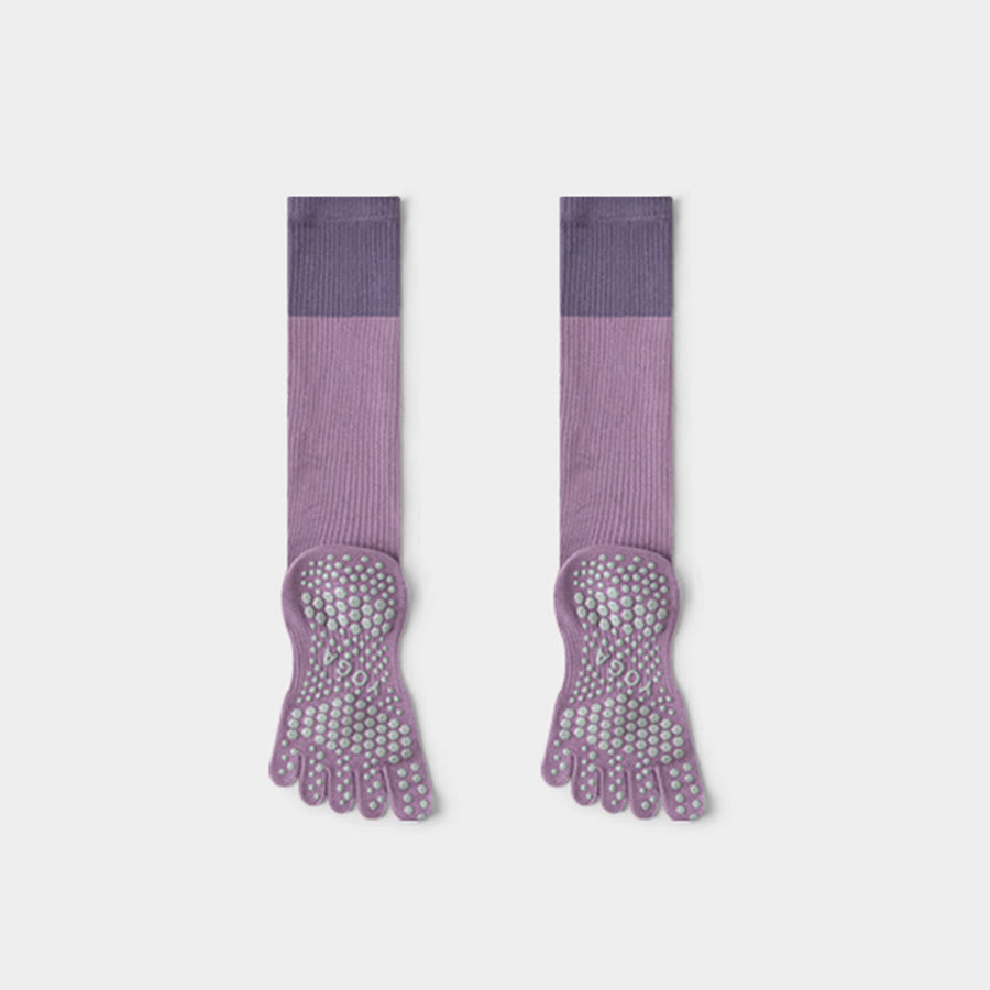 Chaussettes de compression longues Olivenorma à cinq orteils en coton antidérapant, respirantes et offrant un bon maintien, idéales pour le Pilates, la barre et le yoga (femme). - image 2