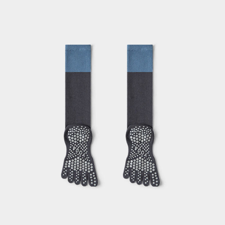 Chaussettes de compression longues Olivenorma à cinq orteils en coton antidérapant, respirantes et offrant un bon maintien, idéales pour le Pilates, la barre et le yoga (femme). - Gris - 10 paires - image 3