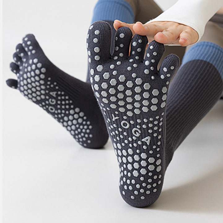 Chaussettes de compression longues Olivenorma à cinq orteils en coton antidérapant, respirantes et offrant un bon maintien, idéales pour le Pilates, la barre et le yoga (femme). - image 4