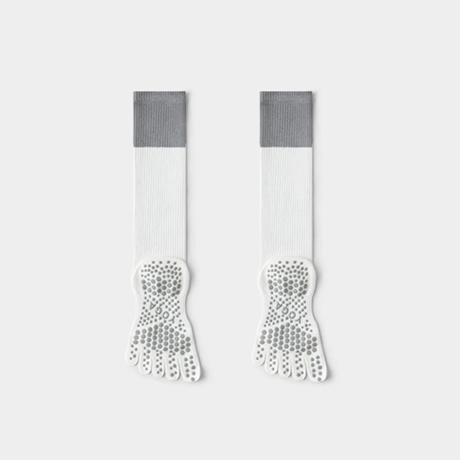 Chaussettes de compression longues Olivenorma à cinq orteils en coton antidérapant, respirantes et offrant un bon maintien, idéales pour le Pilates, la barre et le yoga (femme). - Blanc - 10 paires - image 5