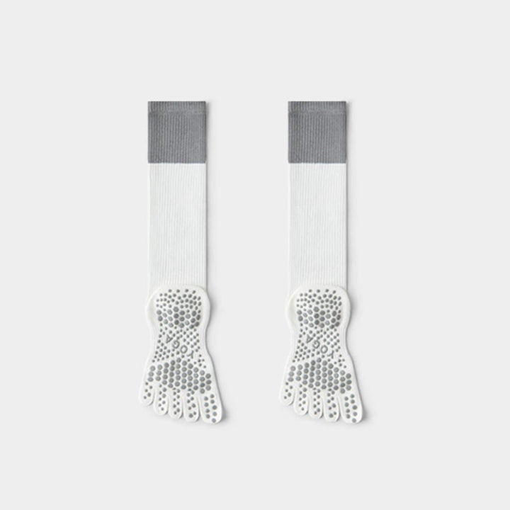 Chaussettes de compression longues Olivenorma à cinq orteils en coton antidérapant, respirantes et offrant un bon maintien, idéales pour le Pilates, la barre et le yoga (femme). - Blanc - 10 paires - image 5