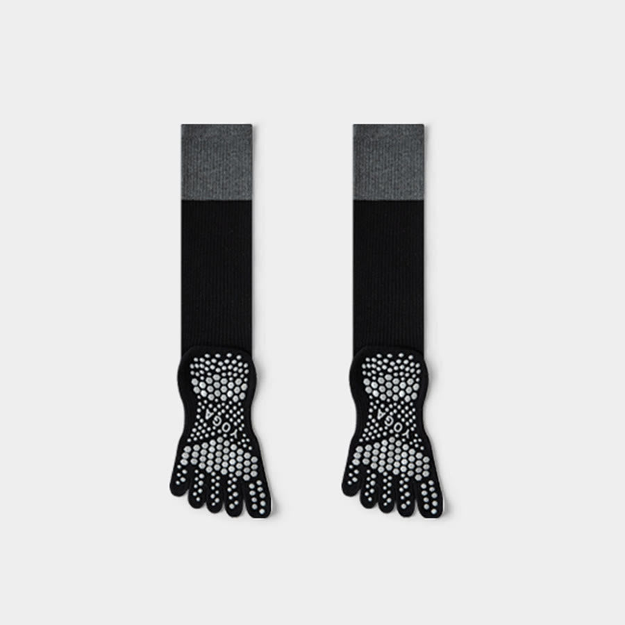 Chaussettes de compression longues Olivenorma à cinq orteils en coton antidérapant, respirantes et offrant un bon maintien, idéales pour le Pilates, la barre et le yoga (femme). - Noir - 10 paires - image 6