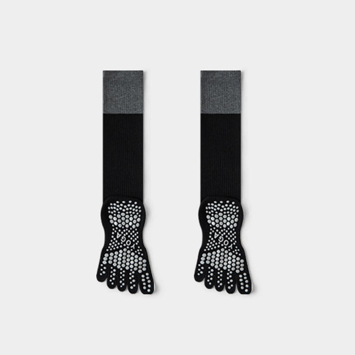 Chaussettes de compression longues Olivenorma à cinq orteils en coton antidérapant, respirantes et offrant un bon maintien, idéales pour le Pilates, la barre et le yoga (femme). - Noir - 10 paires - image 6