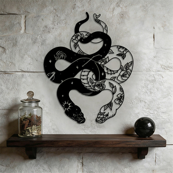 Décoration murale en métal à motif floral des deux serpents Olivenorma - Serpents doubles - image 0
