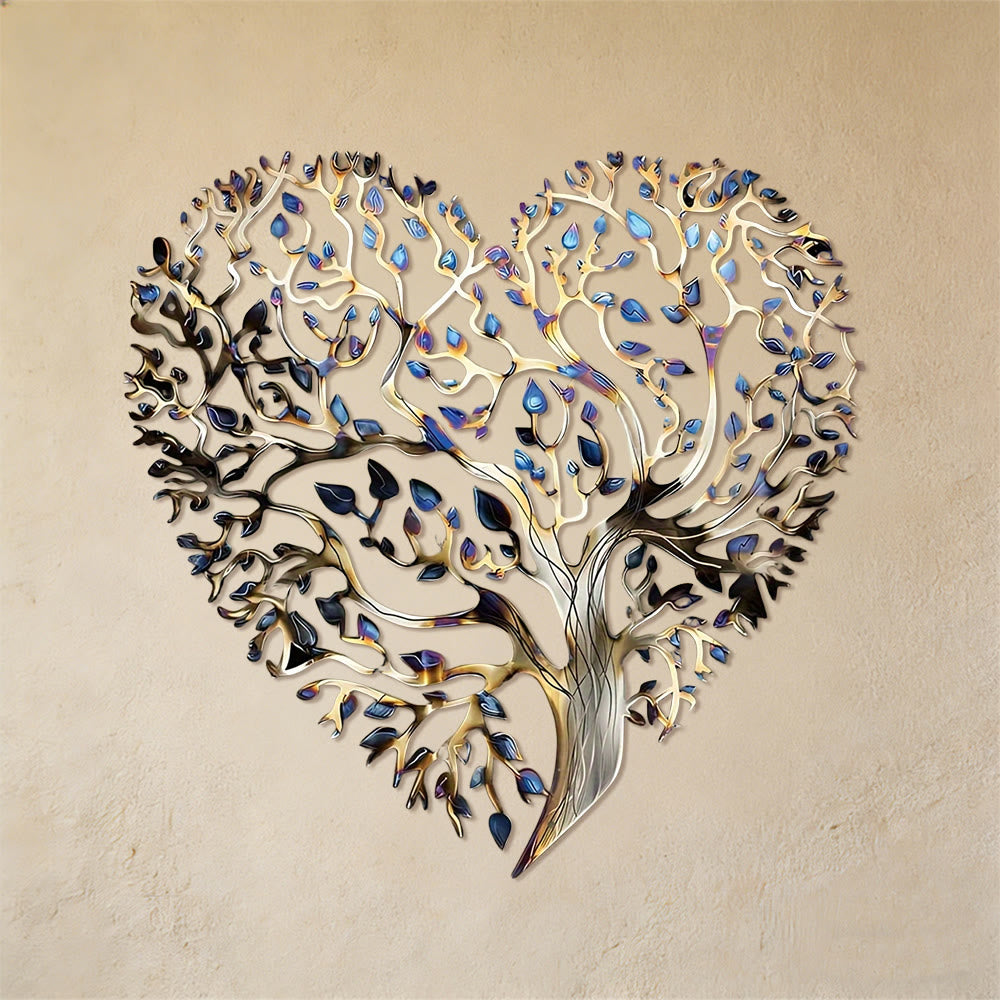 Décoration murale en métal en forme de cœur Arbre de Vie Olivenorma - Artisan bohème - 38 cm x 38 cm x 1,2 mm - image 0
