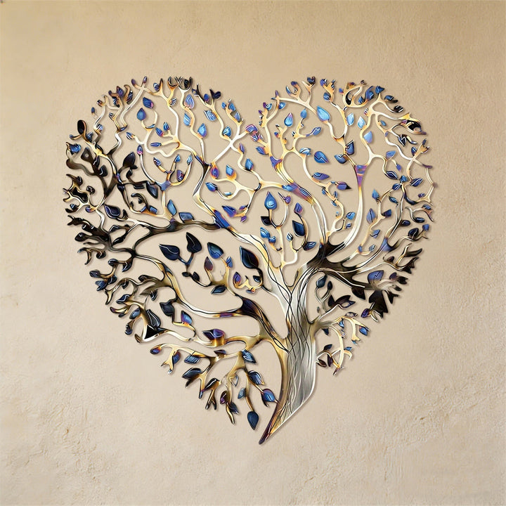 Décoration murale en métal en forme de cœur Arbre de Vie Olivenorma - Artisan bohème - 38 cm x 38 cm x 1,2 mm - image 0