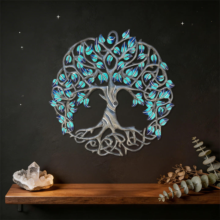 Décoration murale en métal Arbre de Vie turquoise Olivenorma - image 2