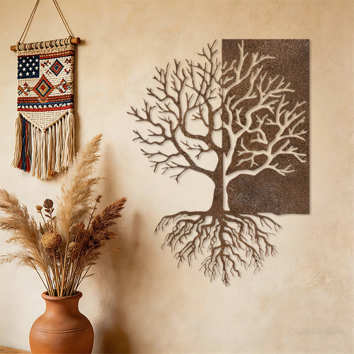 Décoration murale en métal Olivenorma Arbre de Vie rustique fendu - Wabi-Sabi Bohème - image 0