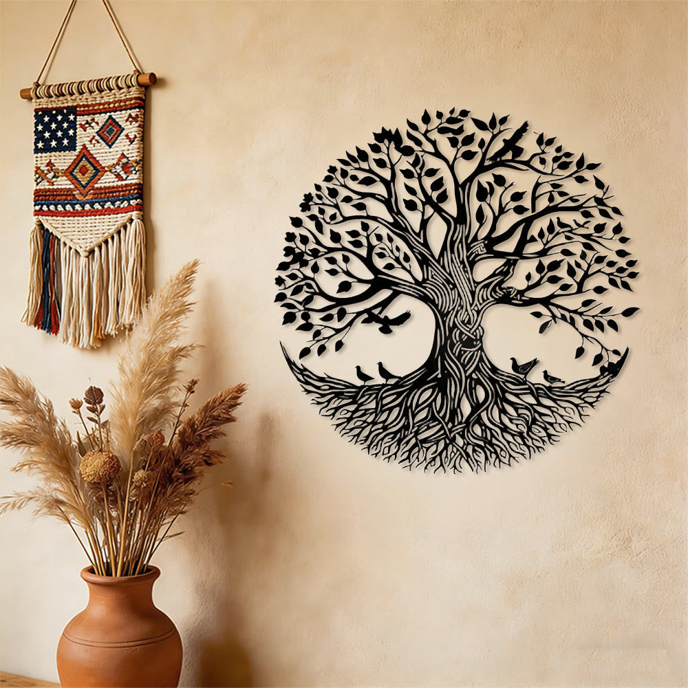 Décoration murale en métal Olivenorma Arbre de Vie circulaire avec oiseaux - image 7