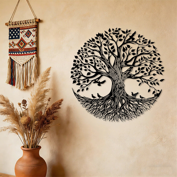 Décoration murale en métal Olivenorma Arbre de Vie circulaire avec oiseaux - image 7