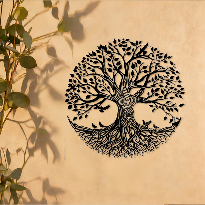 Décoration murale en métal Olivenorma Arbre de Vie circulaire avec oiseaux - image 4