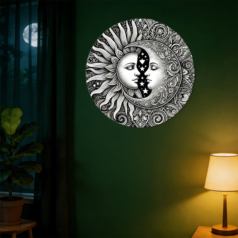 Décoration murale en métal Mandala Soleil et Lune Céleste Olivenorma - image 1