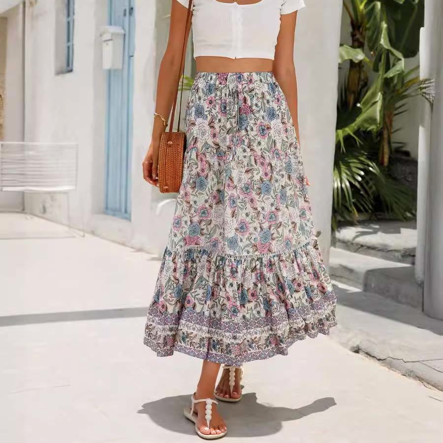Robe longue à volants taille haute à imprimé floral bohème Olivenorma - image 20