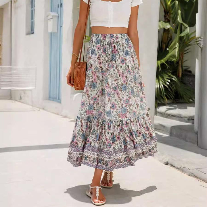 Robe longue à volants taille haute à imprimé floral bohème Olivenorma - image 20