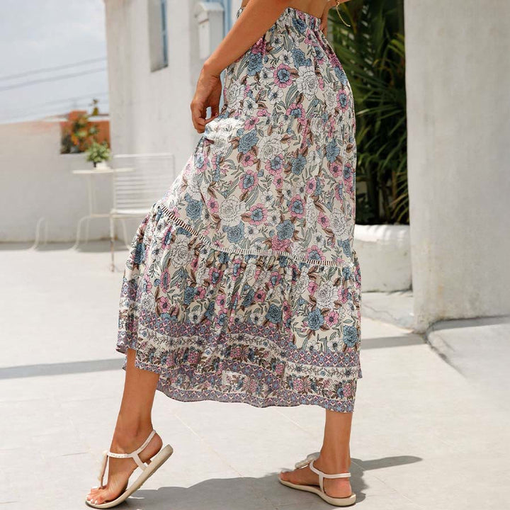Robe longue à volants taille haute à imprimé floral bohème Olivenorma - image 24