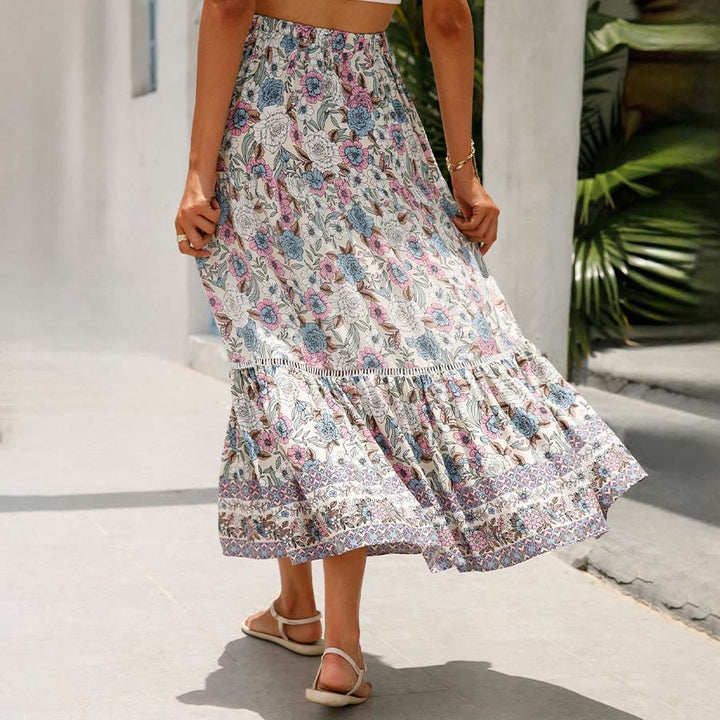 Robe longue à volants taille haute à imprimé floral bohème Olivenorma - image 23