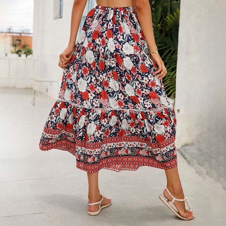 Robe longue à volants taille haute à imprimé floral bohème Olivenorma - image 10