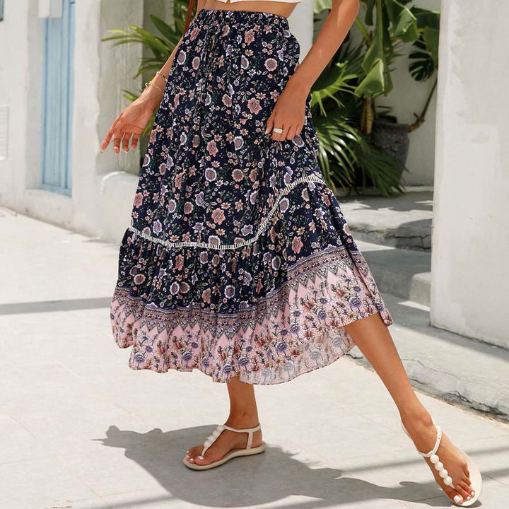 Robe longue à volants taille haute à imprimé floral bohème Olivenorma - image 16