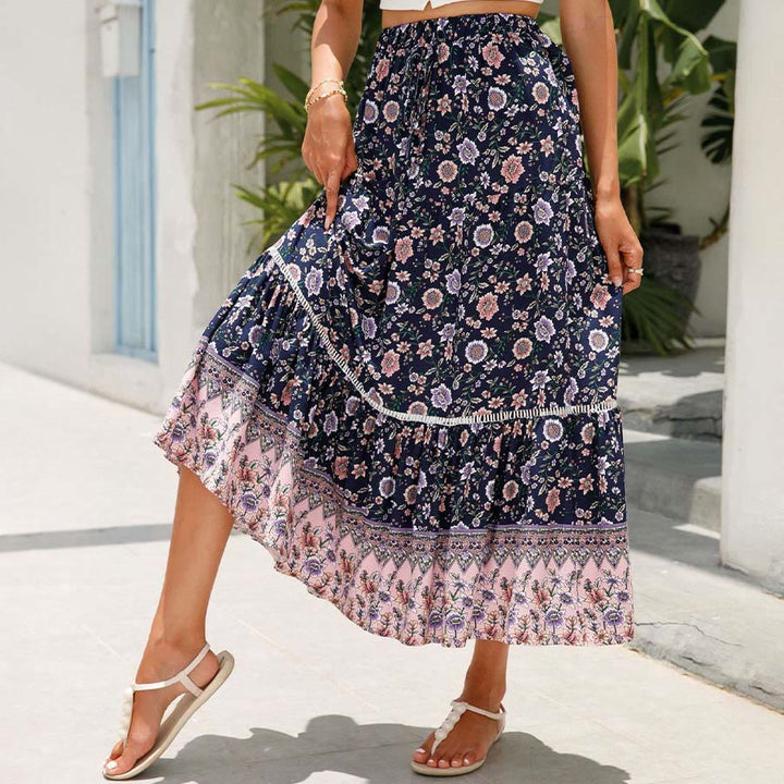 Robe longue à volants taille haute à imprimé floral bohème Olivenorma - image 17