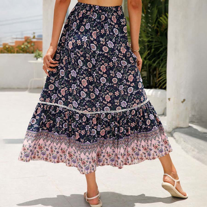Robe longue à volants taille haute à imprimé floral bohème Olivenorma - image 15