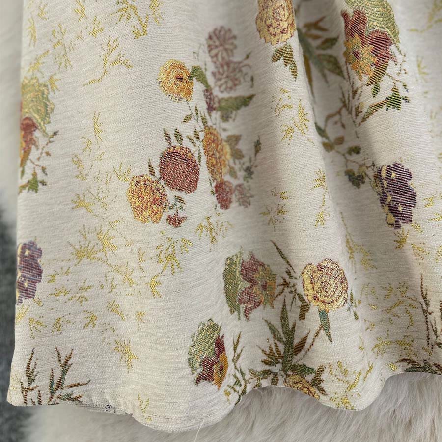 Robe longue plissée taille haute Olivenorma à imprimé floral bohème et oiseaux - image 7