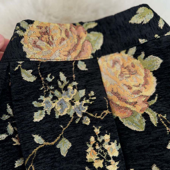 Robe longue plissée taille haute Olivenorma à imprimé floral bohème et oiseaux - image 12