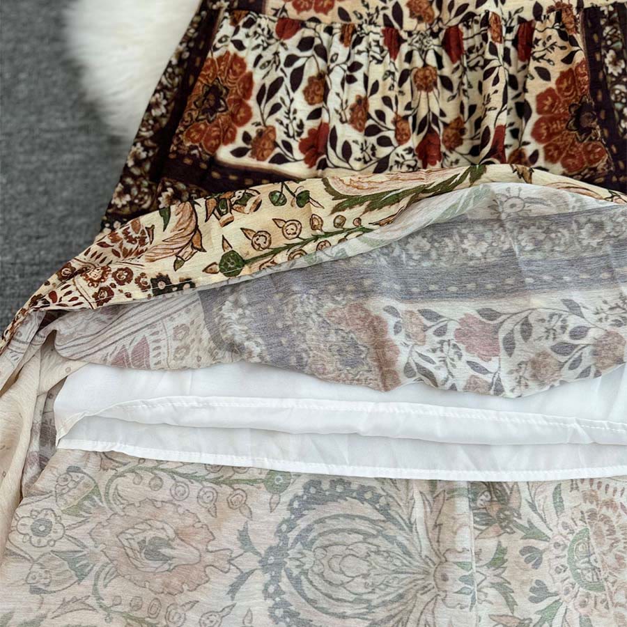 Robe longue Olivenorma Boho Patchwork taille haute pour femme - image 13