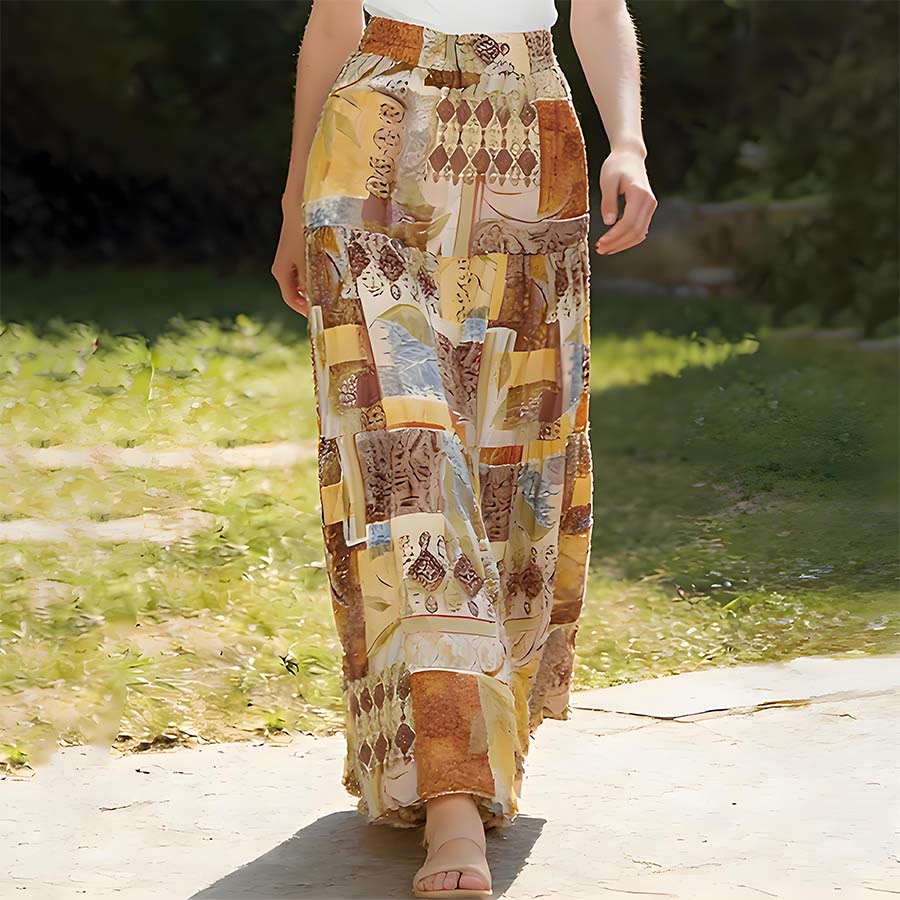 Robe longue Olivenorma Boho Patchwork taille haute pour femme - image 3