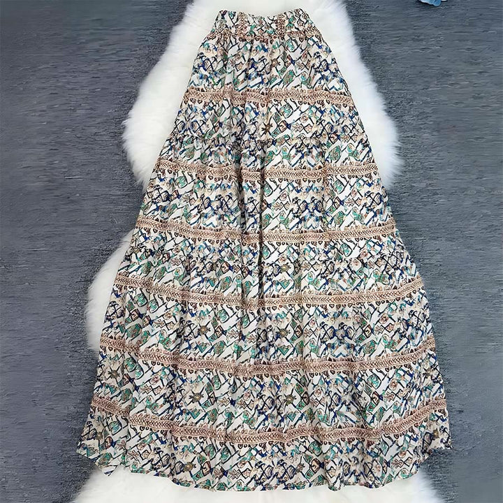 Robe longue Olivenorma Boho Patchwork taille haute pour femme - Violet - image 26
