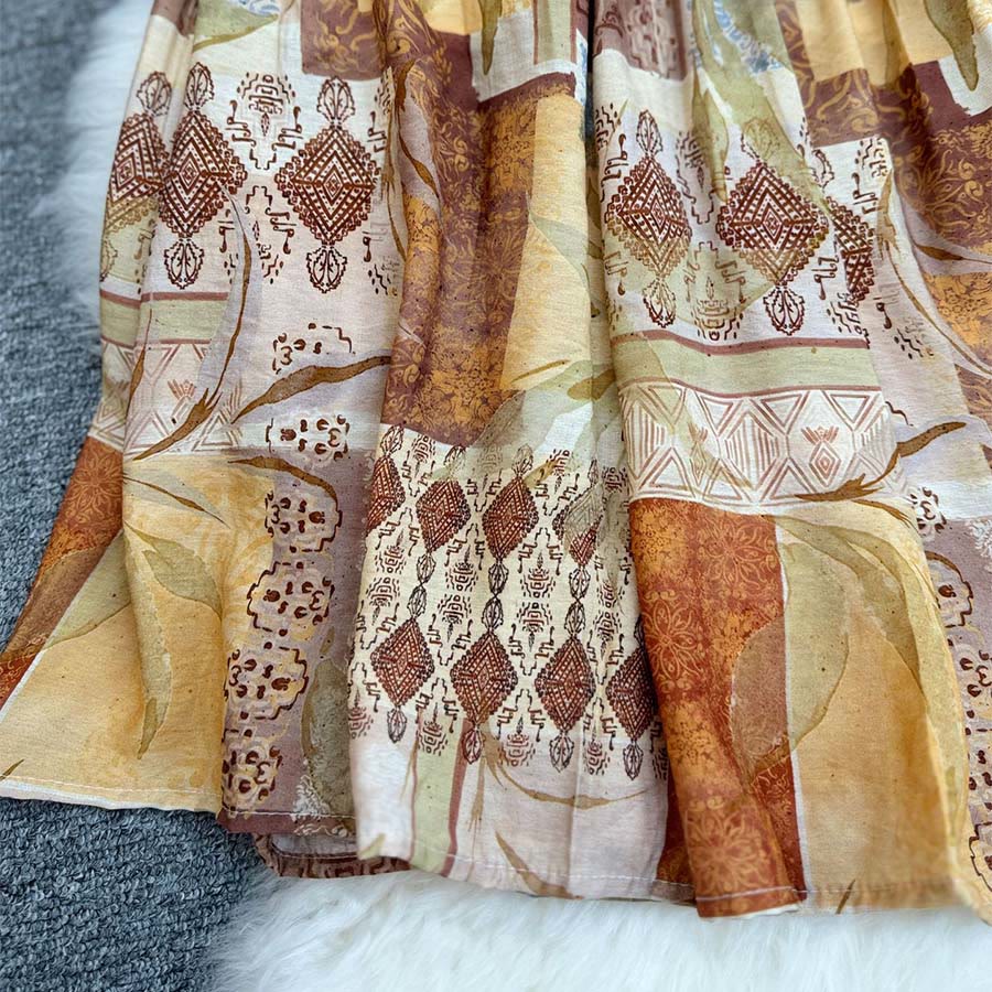Robe longue Olivenorma Boho Patchwork taille haute pour femme - image 5