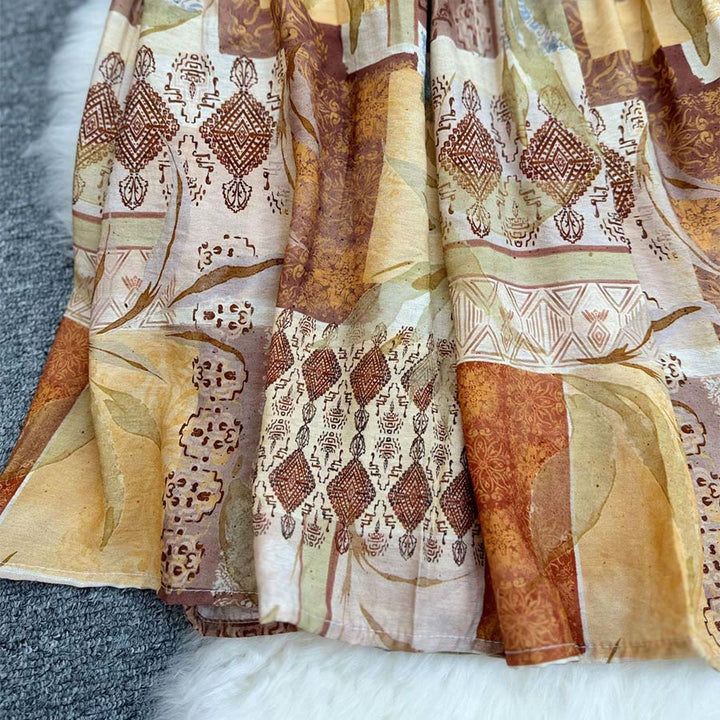 Robe longue Olivenorma Boho Patchwork taille haute pour femme - image 5