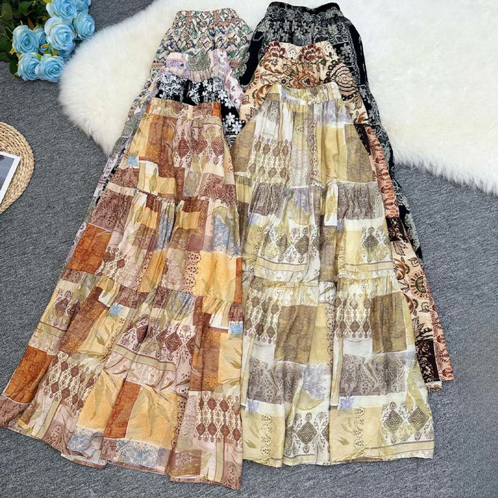 Robe longue Olivenorma Boho Patchwork taille haute pour femme - image 32