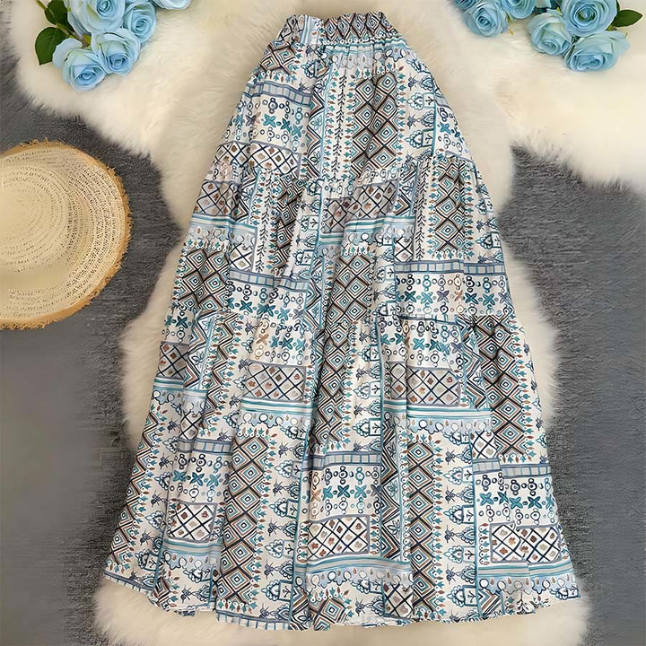 Robe longue Olivenorma Boho Patchwork taille haute pour femme - Vert - image 31