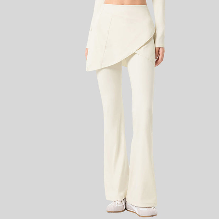 Pantalon long évasé à taille haute Olivenorma Yoga pour femme - Lait de coco blanc - XL - image 13