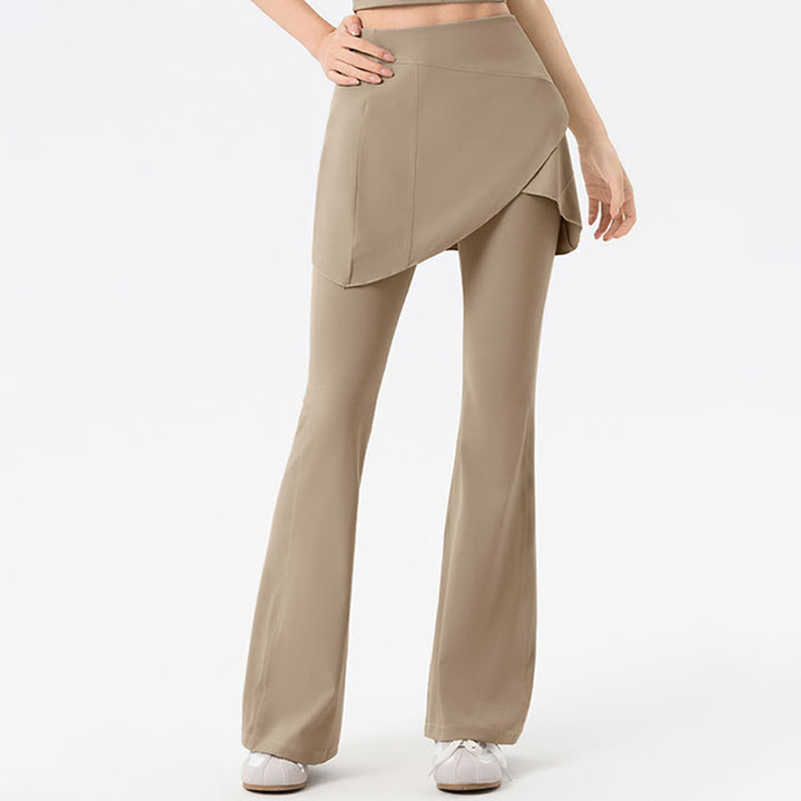 Pantalon long évasé à taille haute Olivenorma Yoga pour femme - Kaki - XL - image 9