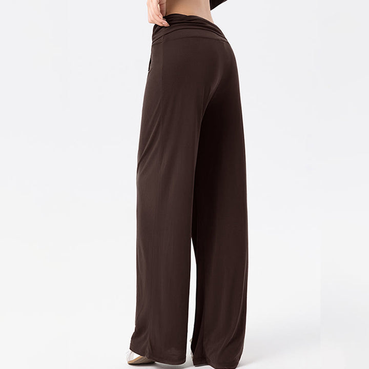 Pantalon de yoga long Olivenorma à jambes larges et taille haute avec ceinture nouée - image 6