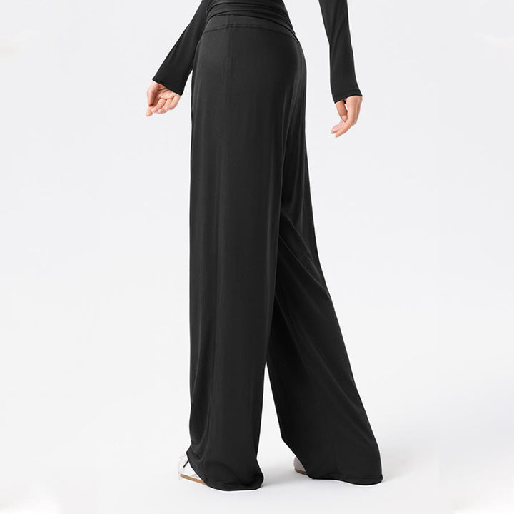 Pantalon de yoga long Olivenorma à jambes larges et taille haute avec ceinture nouée - image 12